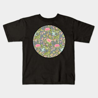 Bamboo, Birds and Blossom - grey Kids T-Shirt